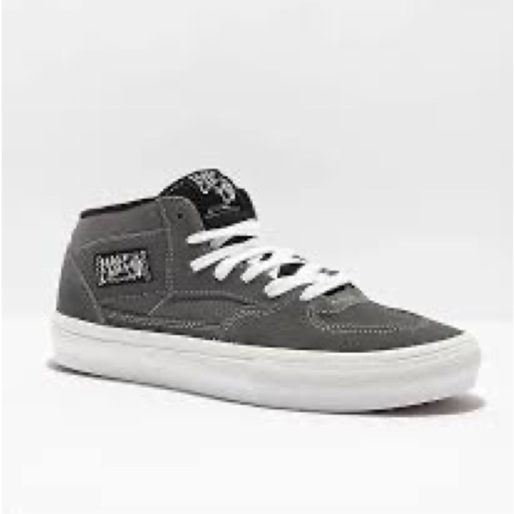 VANS Half Cab Skate Shoes Men 8 Grey White Mid Top Classic Sneaker Runner